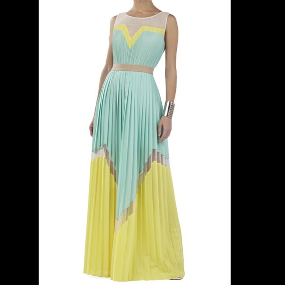 BCBG Katherine Pleated Colorblock Gown